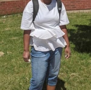 H&M | White Short Sleeve TShirt with Ruffles